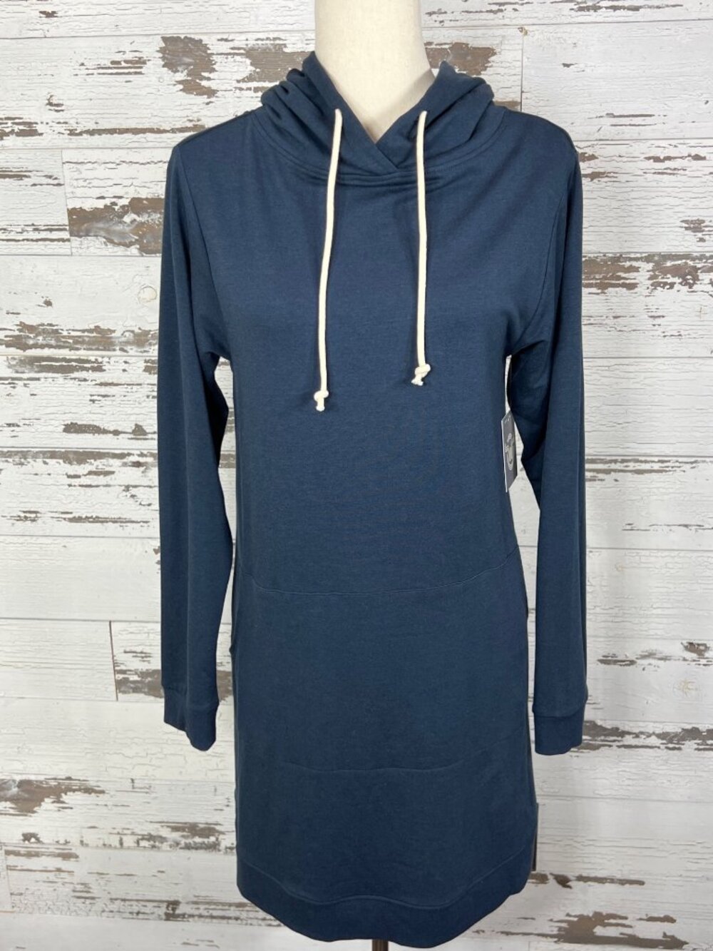 MOOSEJAW Lakeside Hooded Dress in Heather Marine Blue Sz M NWT